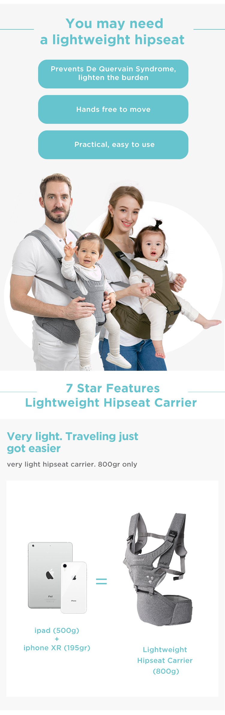 MOOIMOM Lightweight Hip Seat Carrier description image
