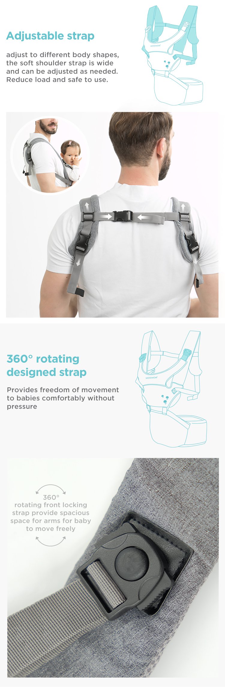 MOOIMOM Lightweight Hip Seat Carrier description image