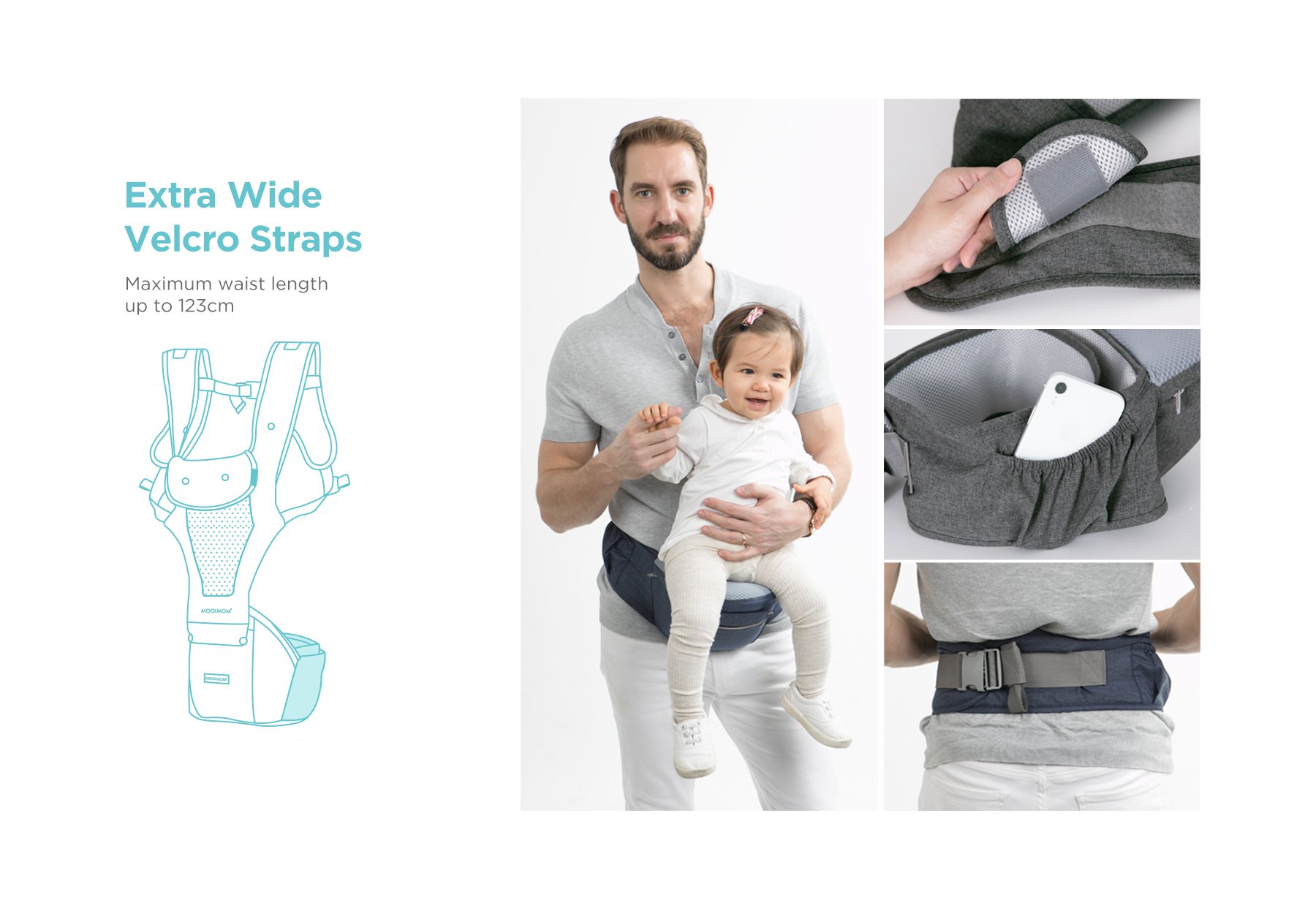 MOOIMOM Breathable Hip Seat Carrier description image