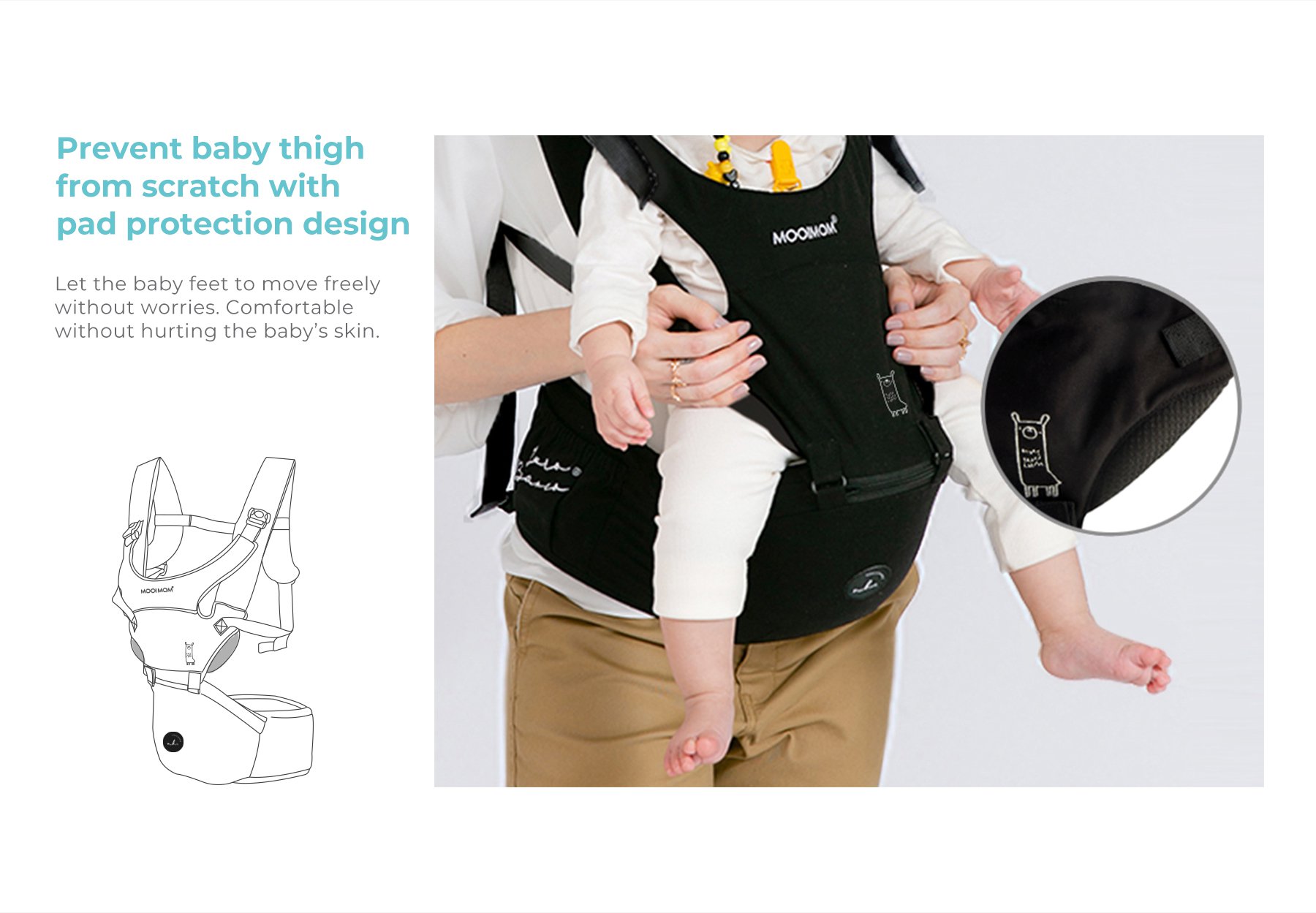 Nero Bianco Hipseat Carrier description image