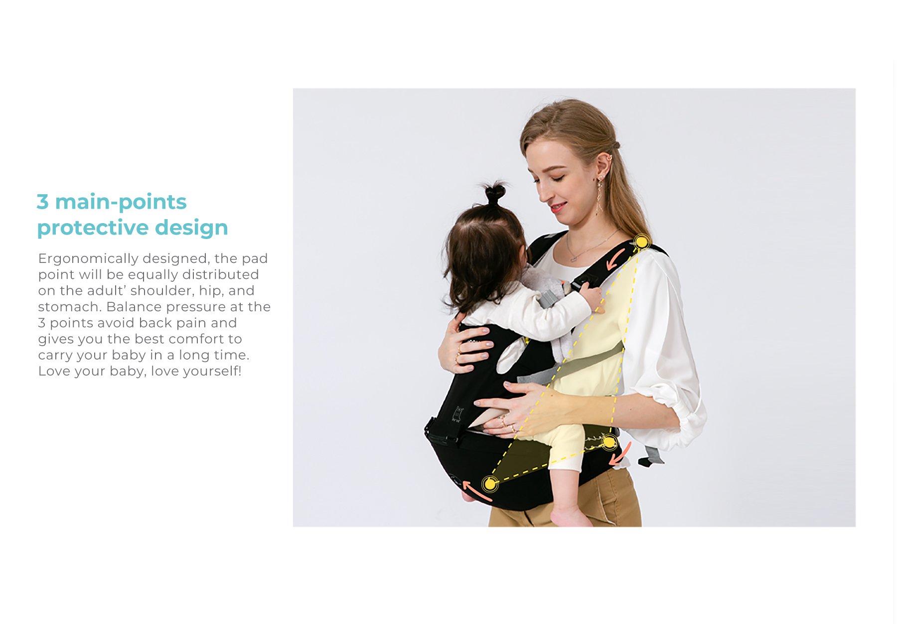 Nero Bianco Hipseat Carrier description image
