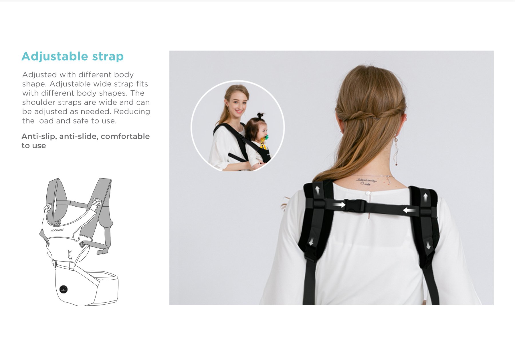 Nero Bianco Hipseat Carrier description image