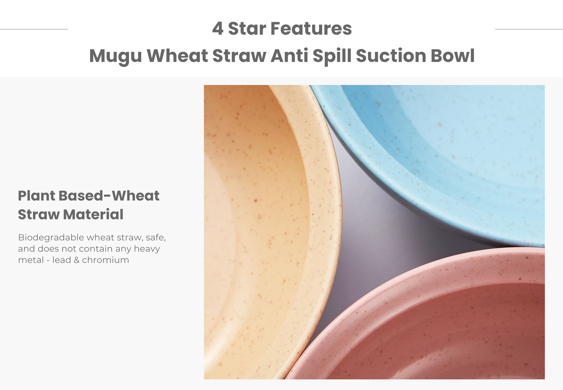 mugu wheat straw antispill suction bowl 340ml description image