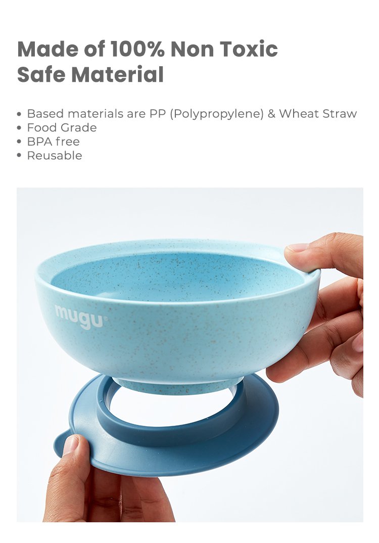 mugu wheat straw antispill suction bowl 340ml description image