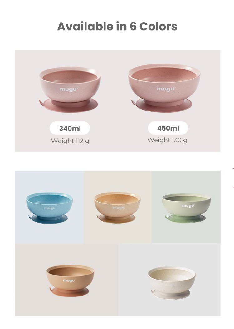 mugu wheat straw antispill suction bowl 340ml description image