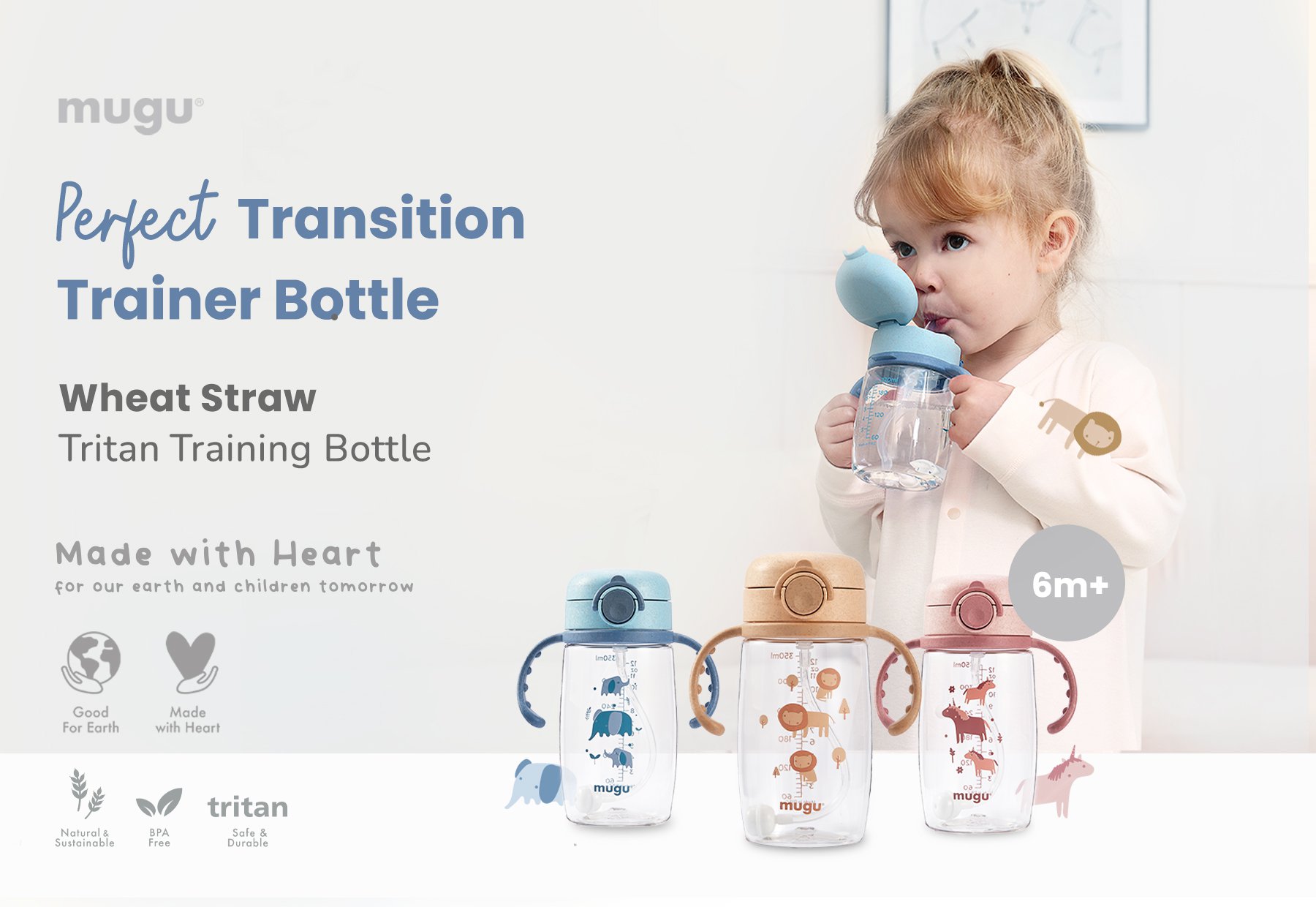 mugu wheat straw tritan training bottle 350ml description image