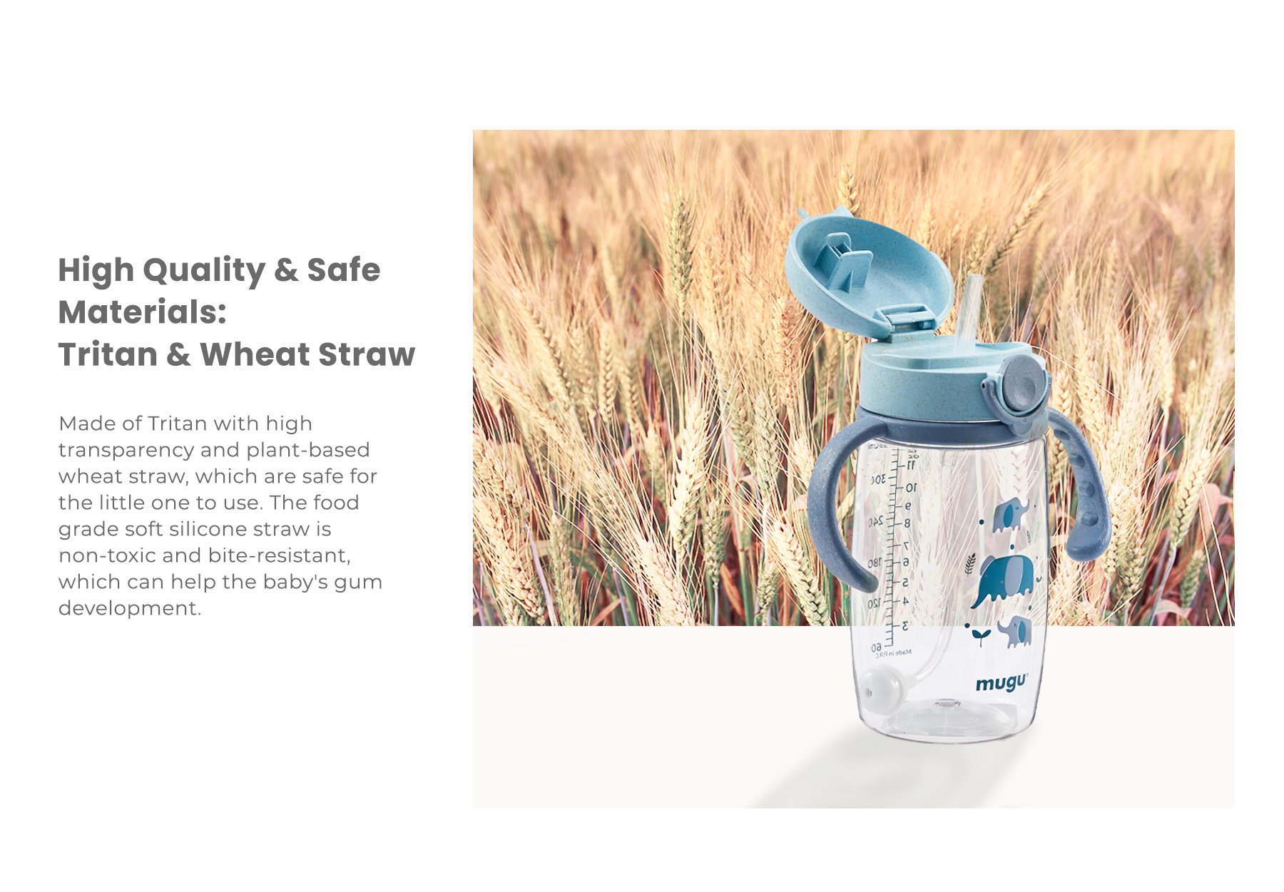 mugu wheat straw tritan training bottle 350ml description image