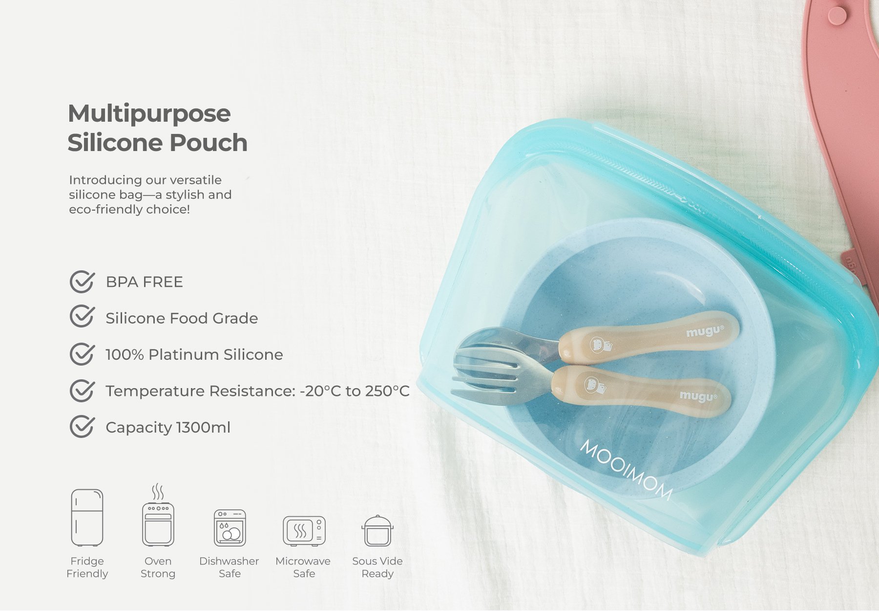 MOOIMOM Multipurpose Silicone Pouch description image