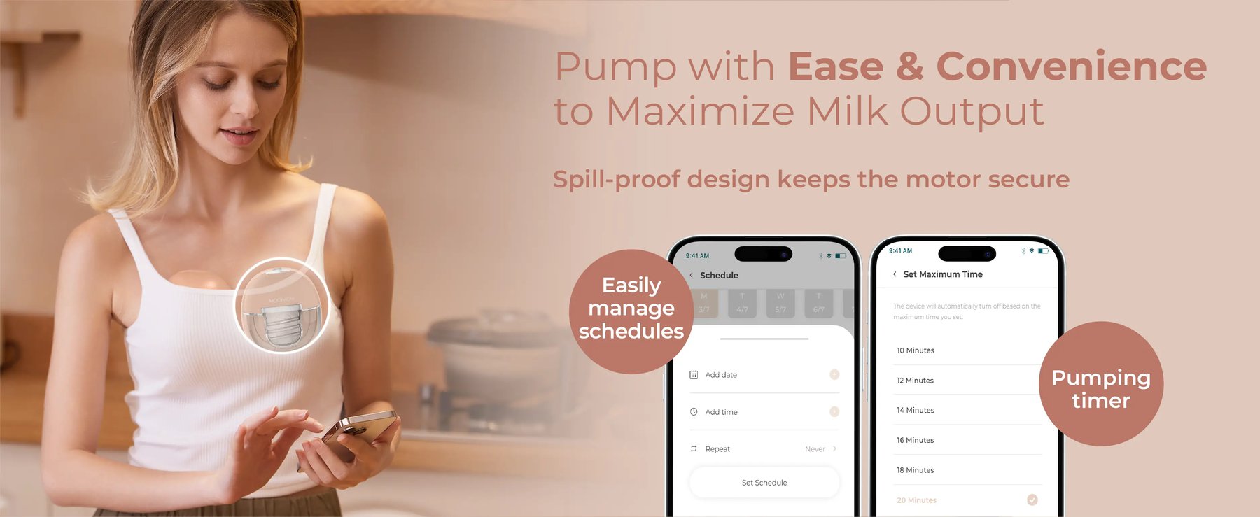 MOOIMOM X1 Ultra Smart Hands Free Electric Breast Pump 1 Pcs description image