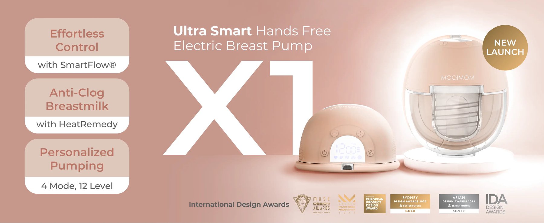 MOOIMOM X1 Ultra Smart Hands Free Electric Breast Pump 1 Pcs description image