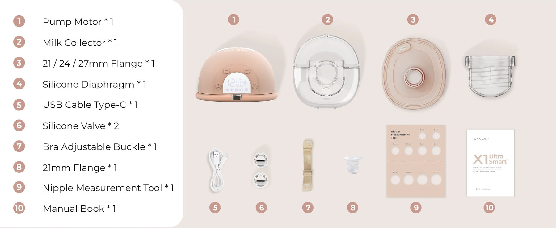 MOOIMOM X1 Ultra Smart Hands Free Electric Breast Pump 1 Pcs description image