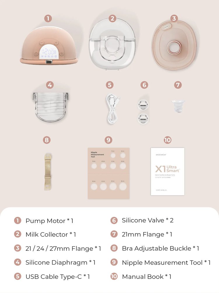 MOOIMOM X1 Ultra Smart Hands Free Electric Breast Pump 1 Pcs description image