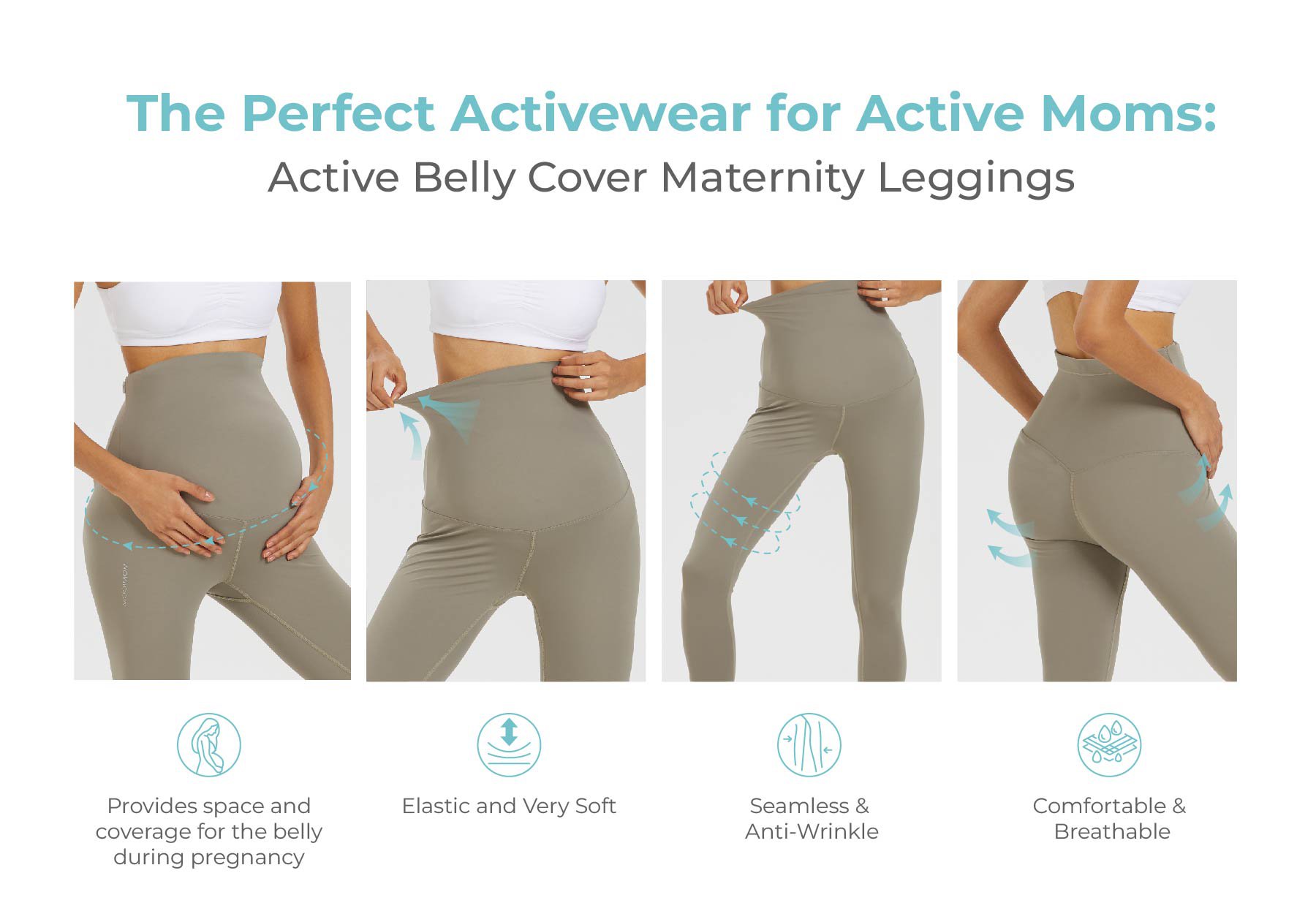 MOOIMOM Active Belly Cover Maternity Leggings (Long) description image