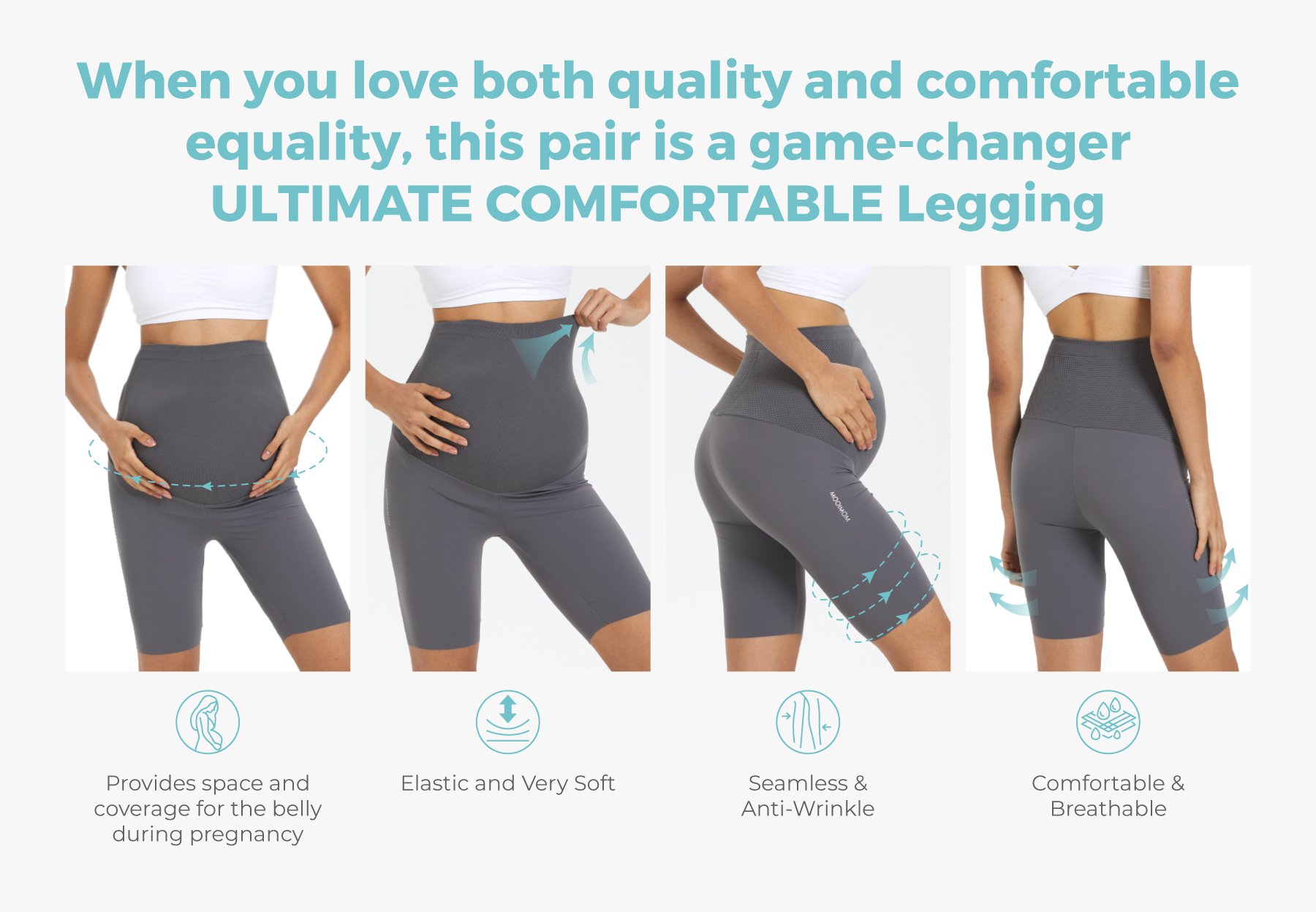 MOOIMOM Ulti Comfort Belly Cover Maternity Leggings (Short) description image