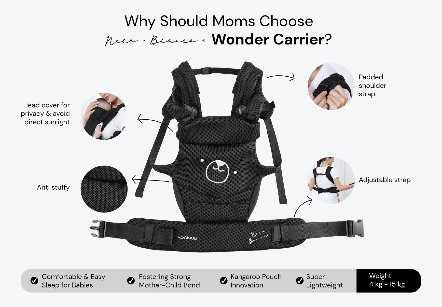 MOOIMOM X Nero Bianco Wonder Carrier description image