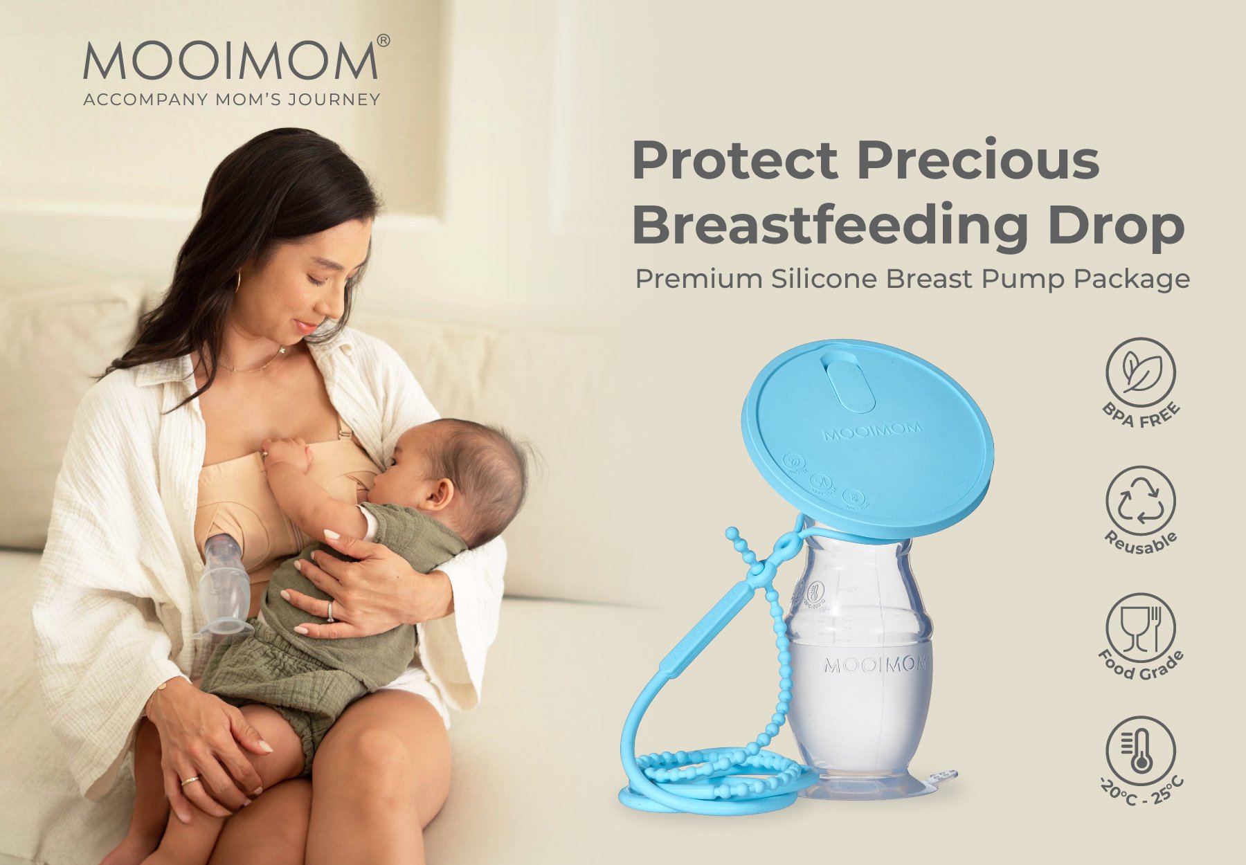 MOOIMOM Premium Silicone Breast Pump Package description image