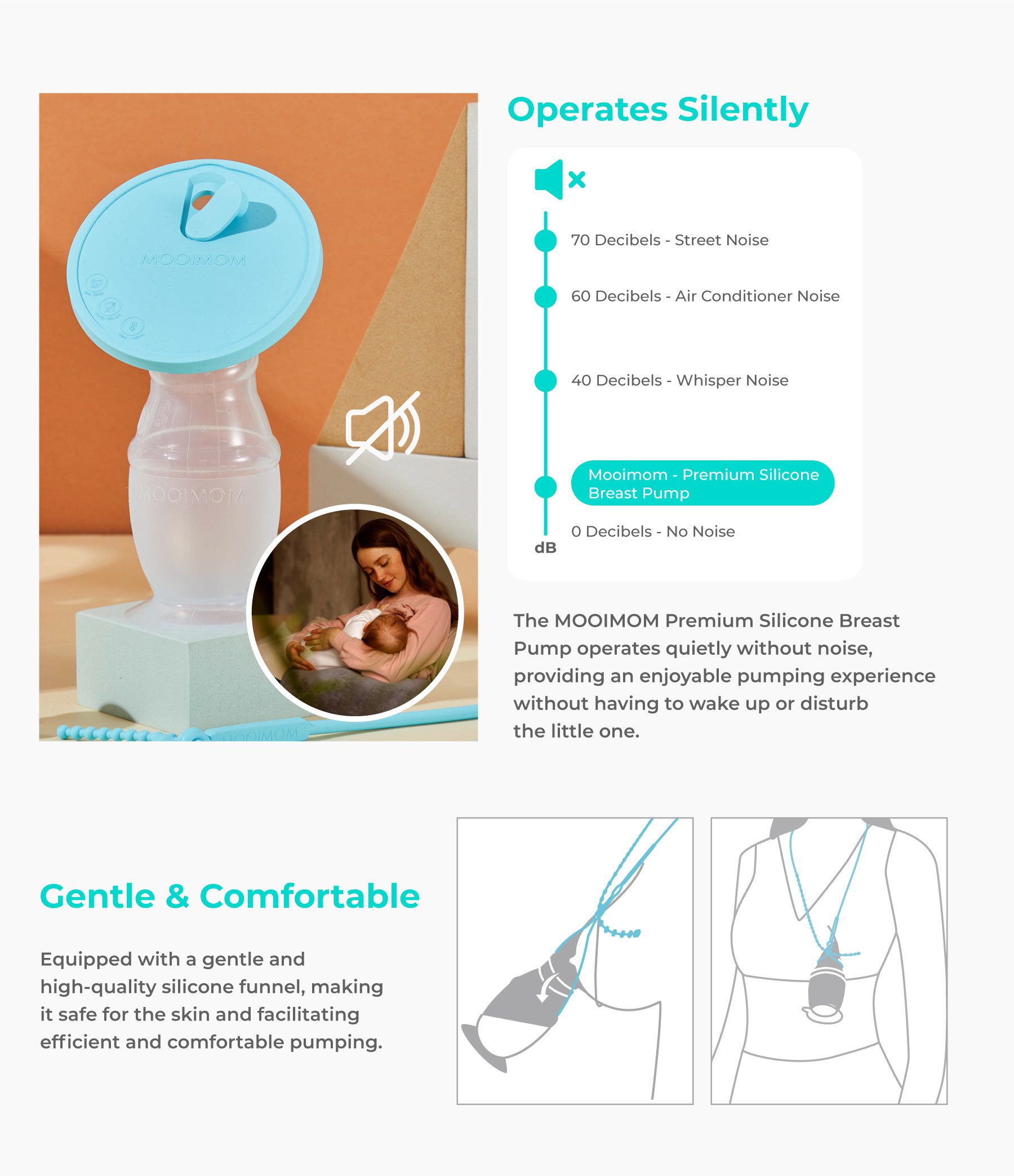 MOOIMOM Premium Silicone Breast Pump Package description image