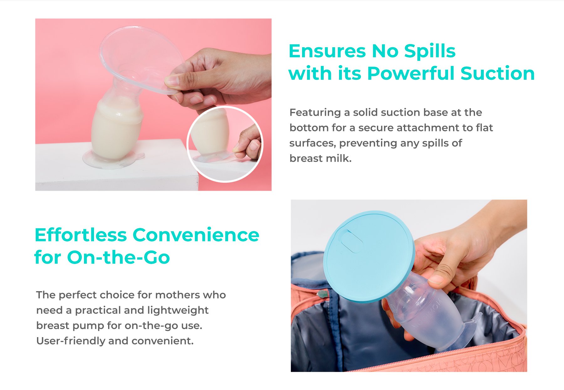 MOOIMOM Premium Silicone Breast Pump Package description image