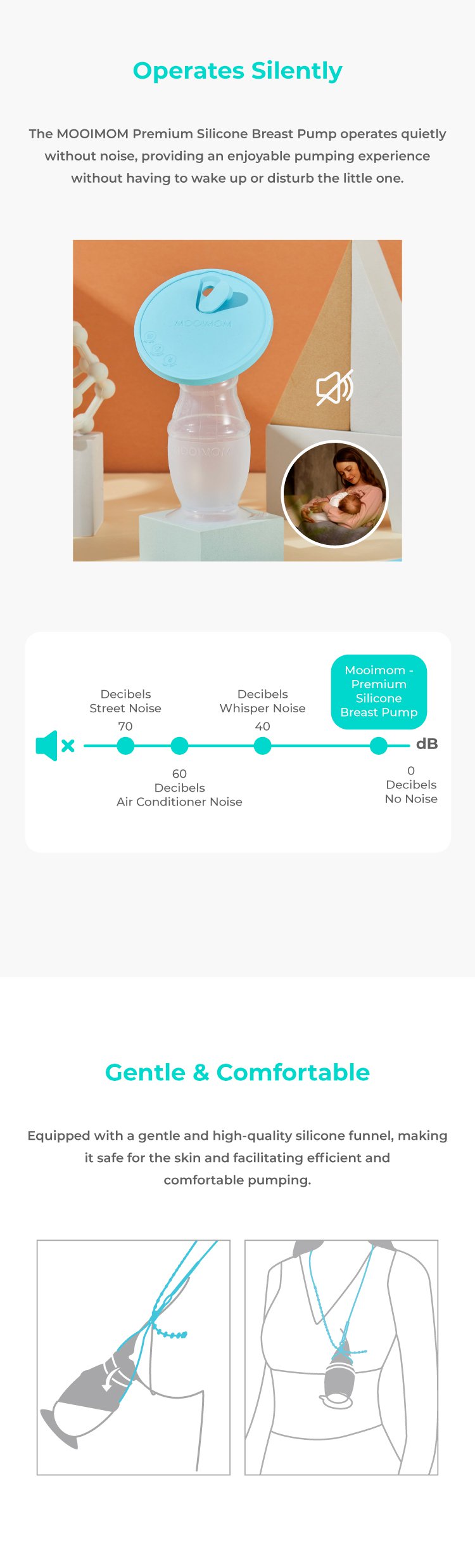 MOOIMOM Premium Silicone Breast Pump Package description image